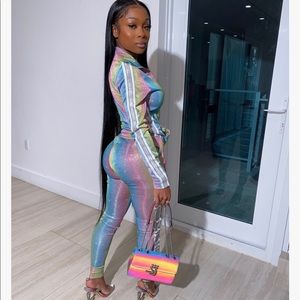 Unicorn track suit made with high quality glitter.